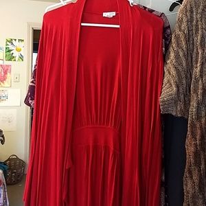 Red long sleeve open cardigan jersey knit